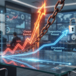 Gráfico comparativo 3D exibe o crescimento exponencial da dívida de cheque especial versus o crescimento linear controlado do empréstimo pessoal.