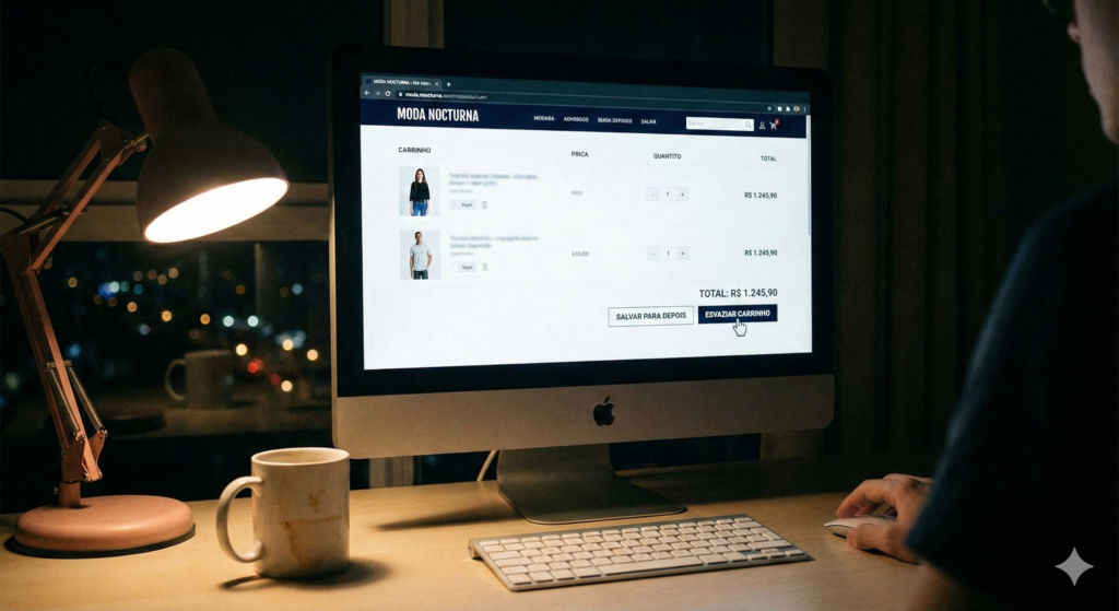 Cursor do mouse sobre opção de cancelar compra online em e-commerce.