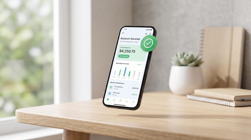 Usuario realizando el proceso de verificación biométrica facial desde la aplicación móvil en su teléfono.