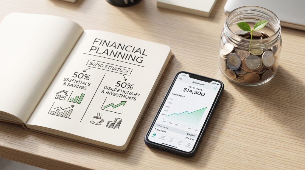 Planificación financiera personal con estrategias para controlar la inflación del estilo de vida e invertir.